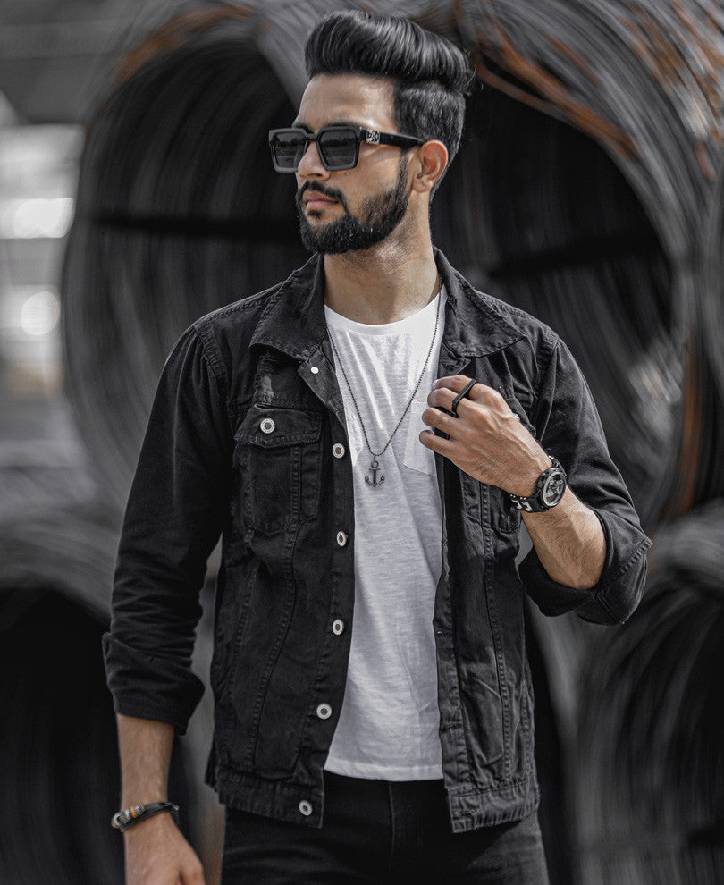 Black Ripped Denim Jacket
