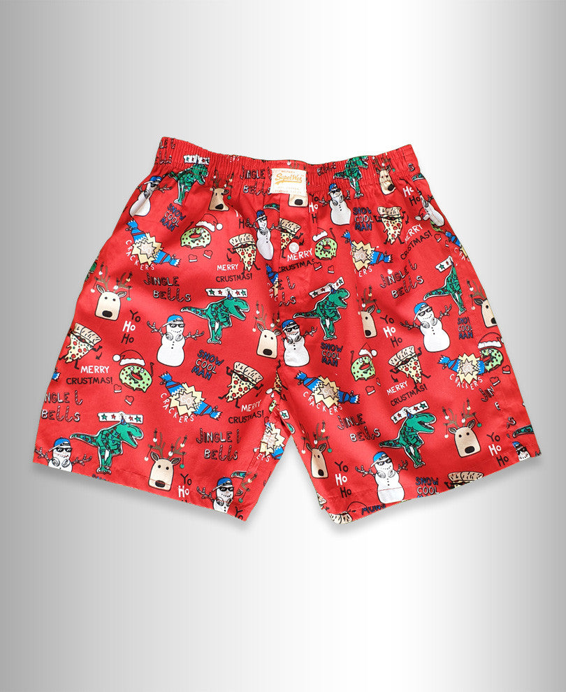 Red Mix Snow Print Boxer
