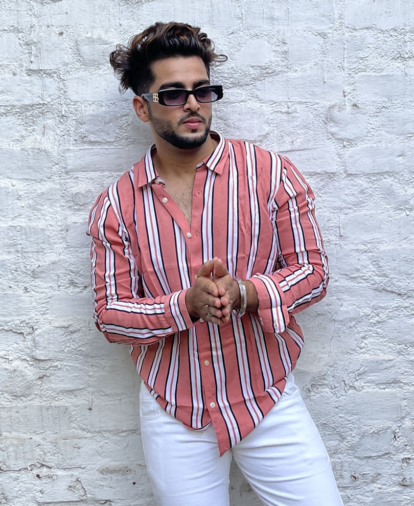 Pink Multiple Stripes Full Sleeves Shirt