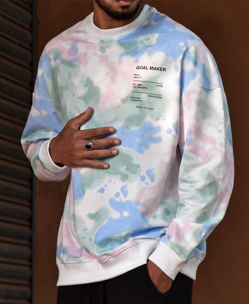White Goal Maker Tie-Dye Print Sweatshirt
