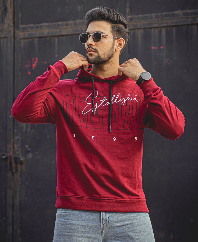 Maroon Original Oversize Drop Shoulder Hood T Shirt