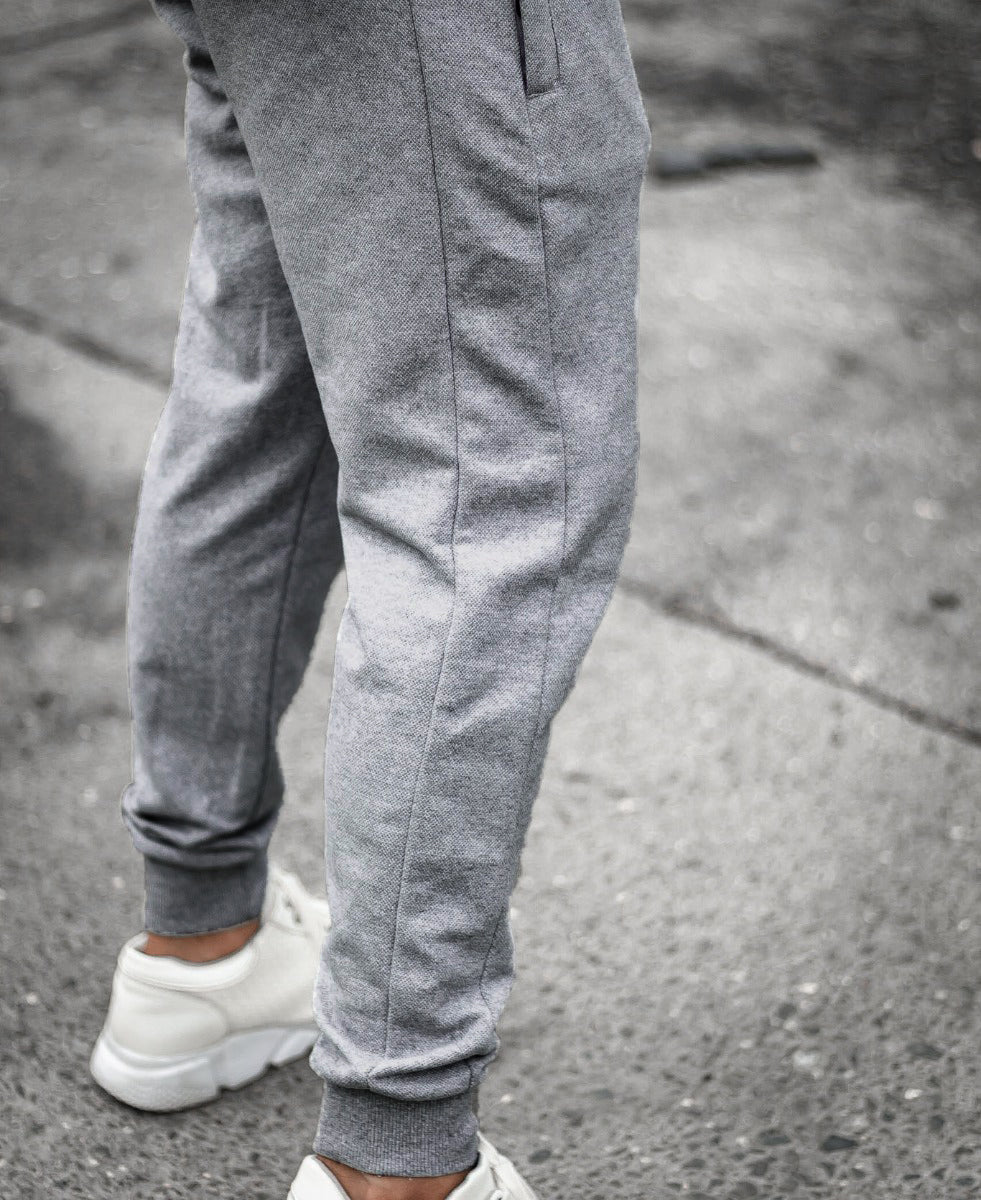 Plain Dark Grey Ribbed Joggers