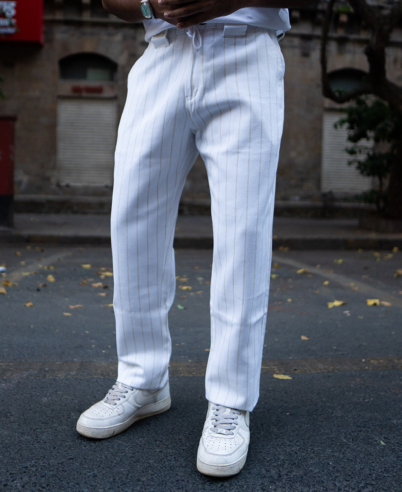 White Striped Cotton Pant.