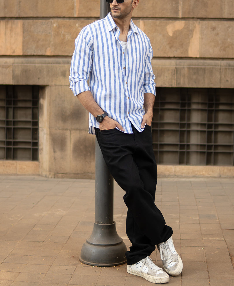 Mid Blue Nautical Stripe Shirt