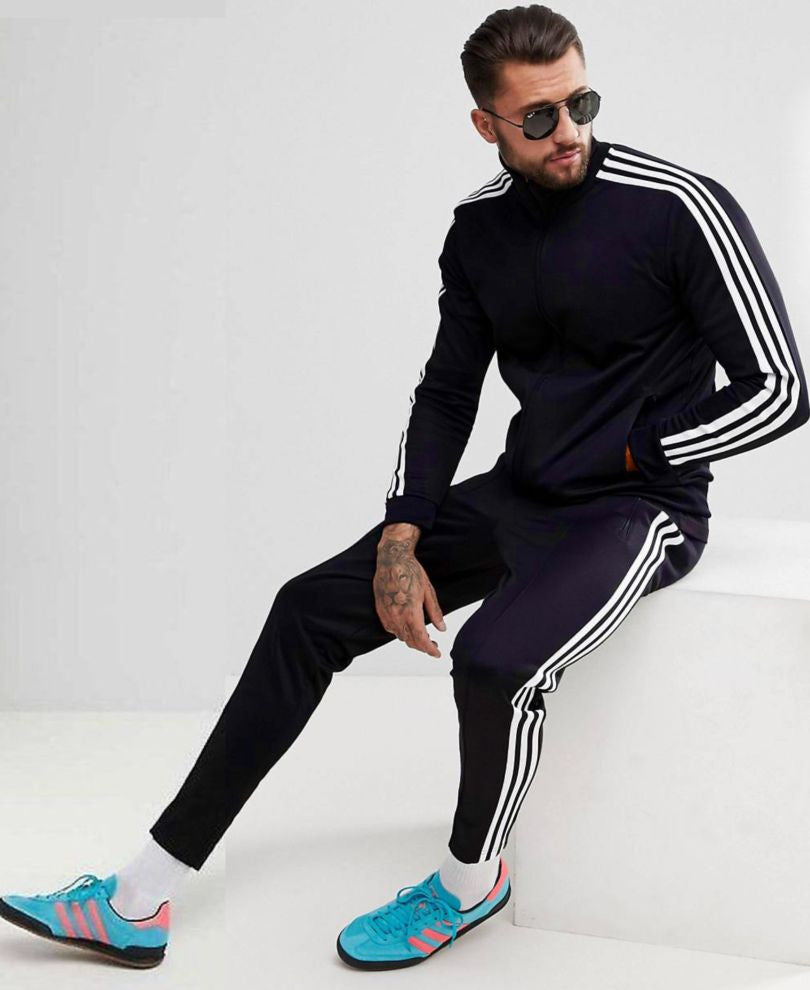 Dry Fit Navy Blue Stripes Track Suit