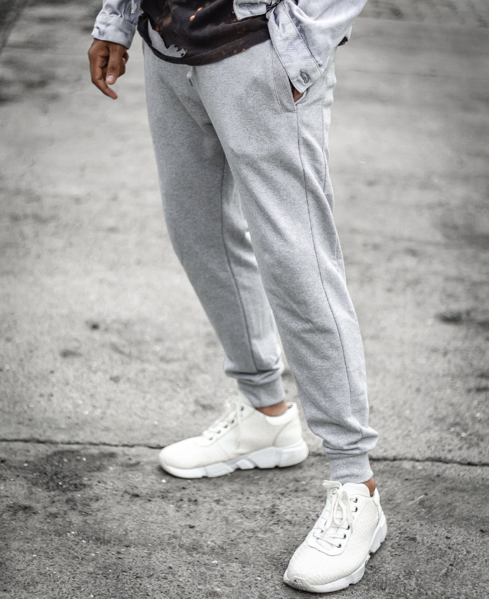 Plain Grey Ribbed Joggers