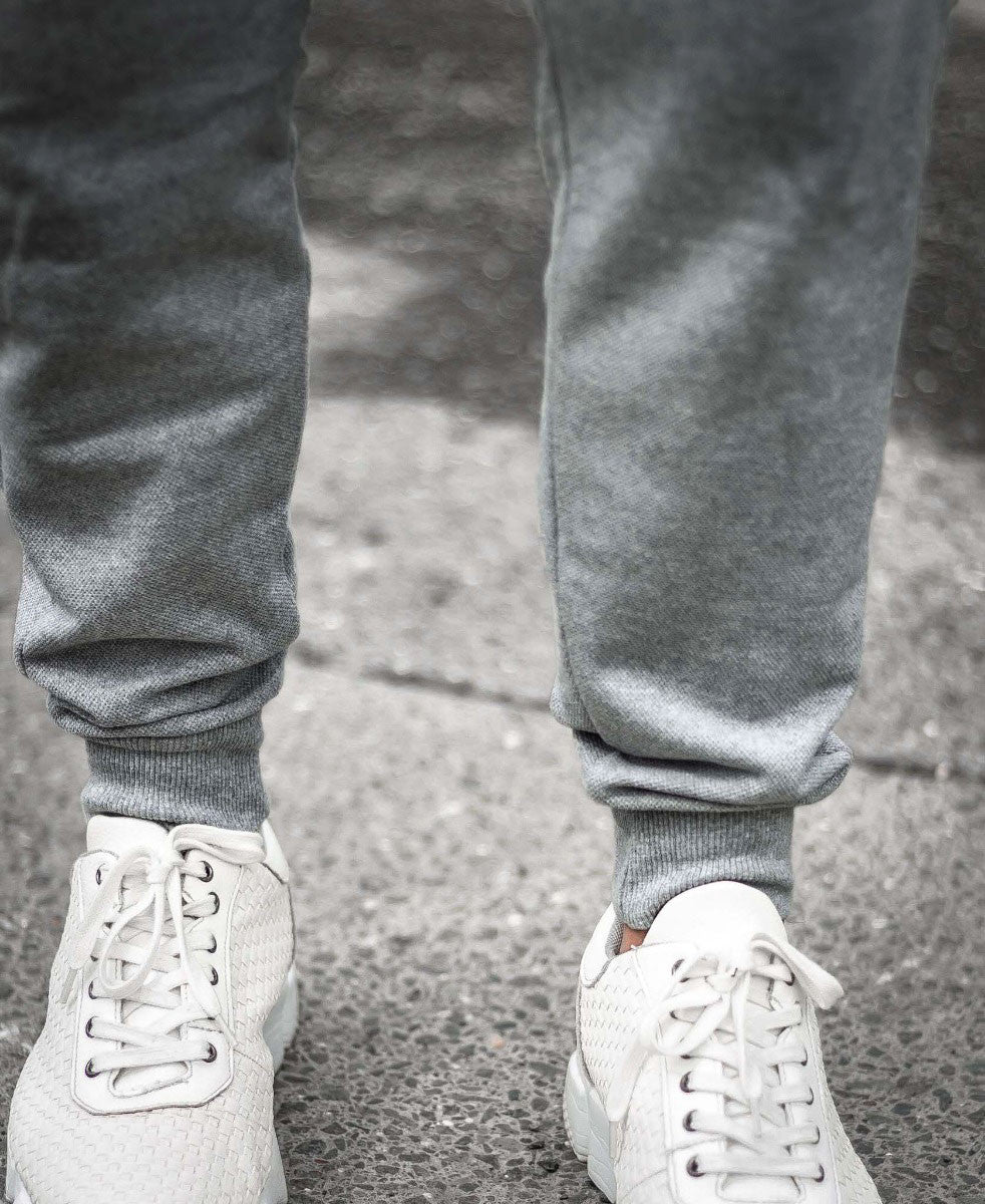 Plain Dark Grey Ribbed Joggers