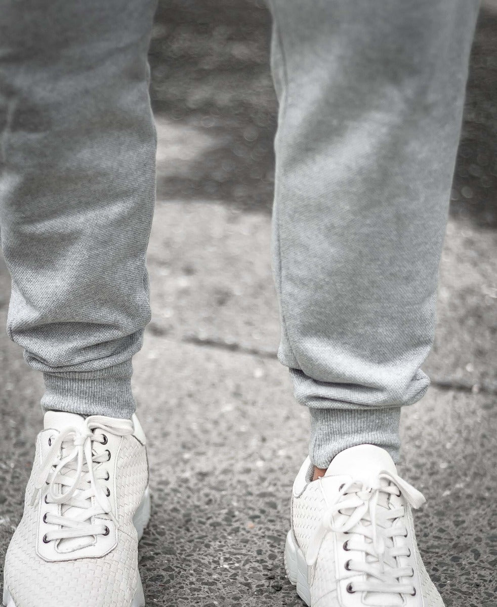 Plain Grey Ribbed Joggers