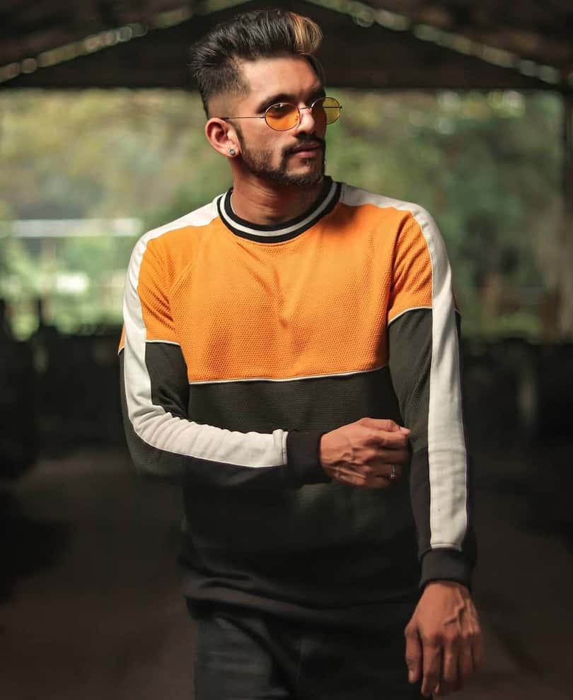 Mustard Three Panel Full Sleeves T Shirt