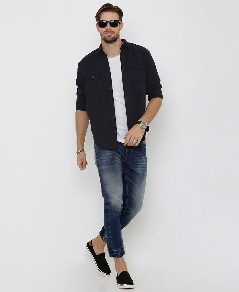 Navy Blue Casual Shirt