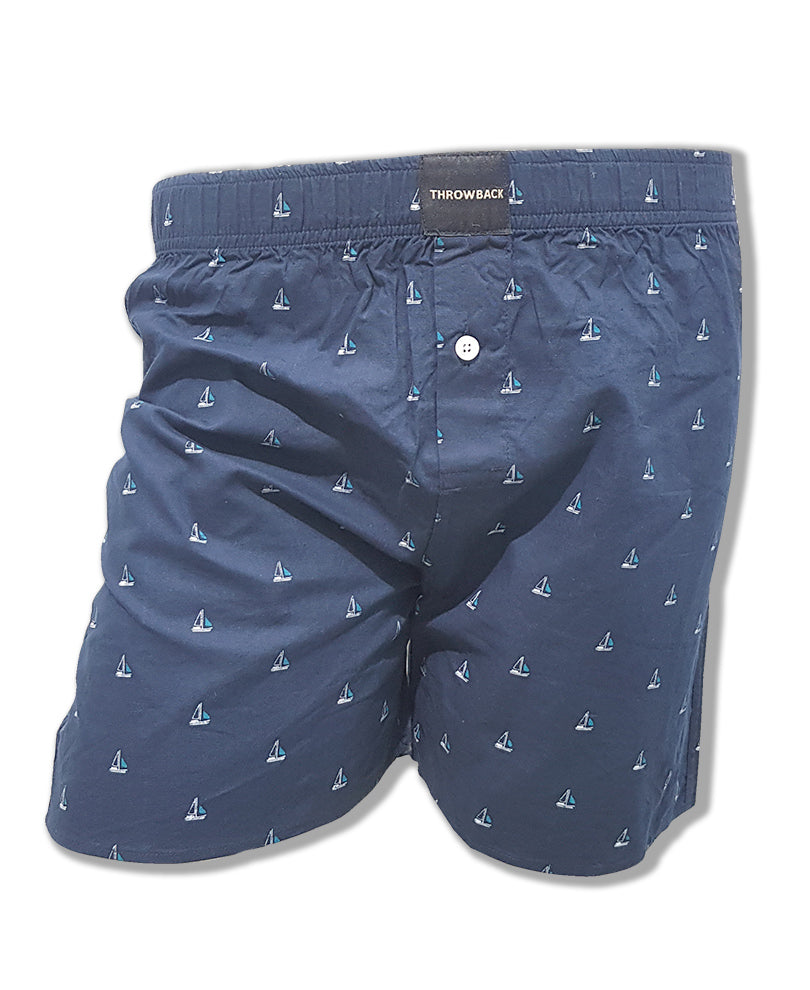 Mens Navy Blue Small Printed Boxer