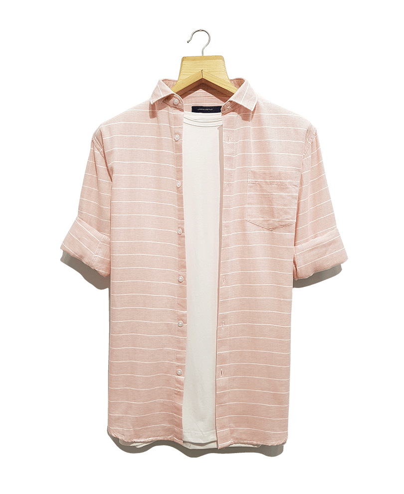 Pink And White Stripes Casual Shirt
