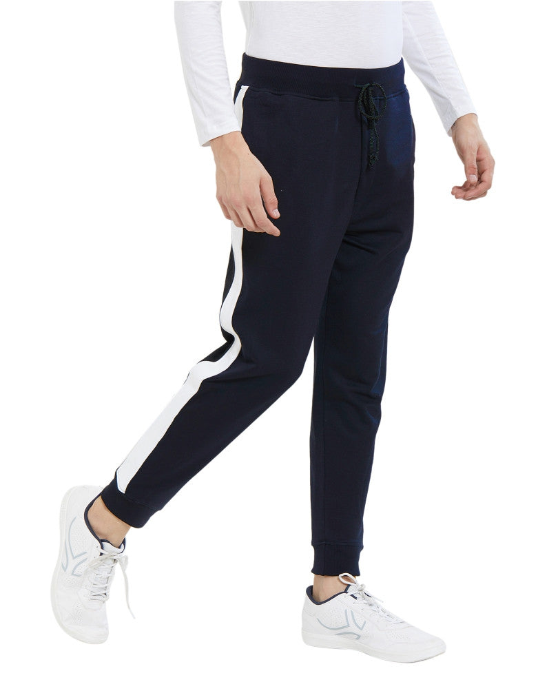 Mens Navy Blue Stripes Track Pant