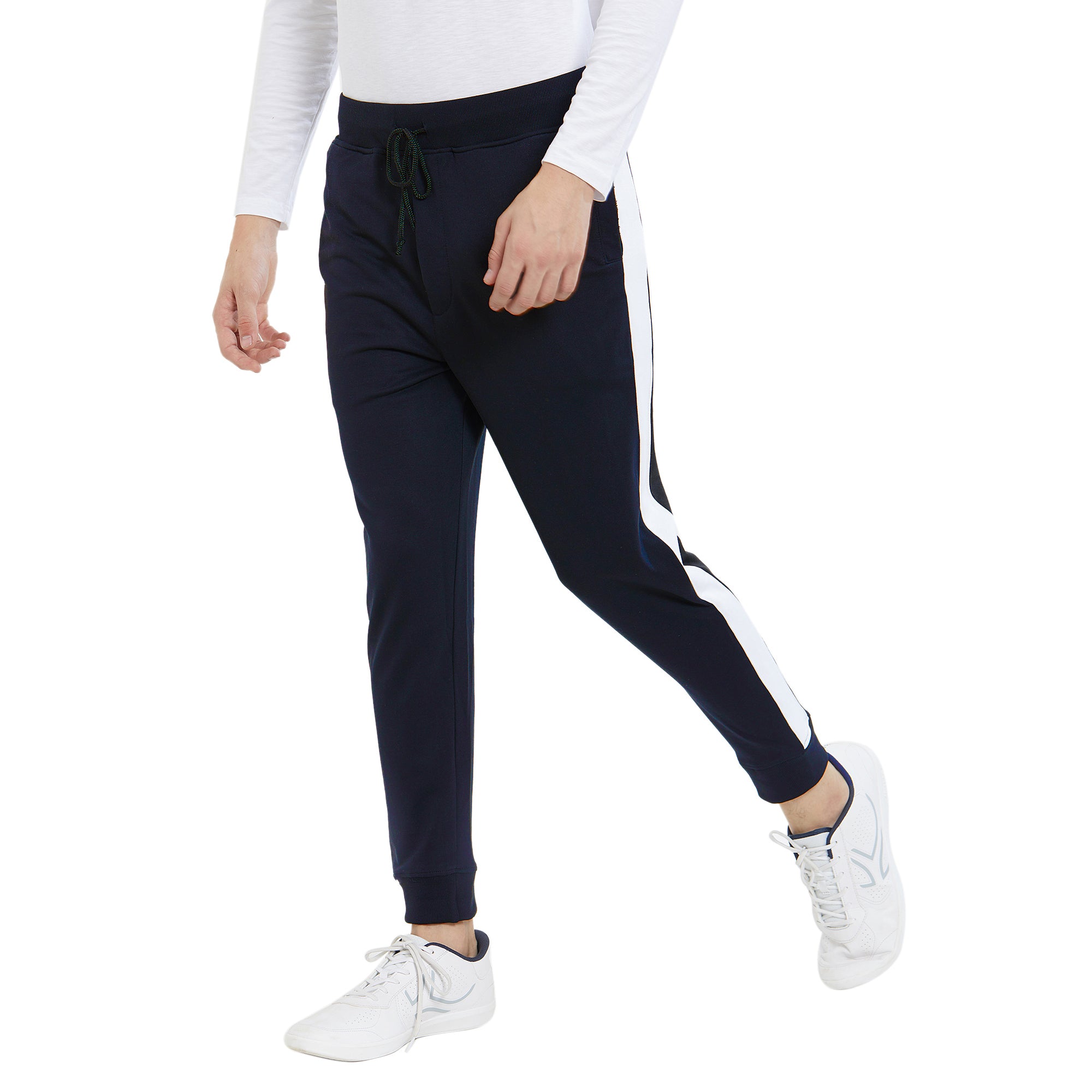 Mens Navy Blue Stripes Track Pant
