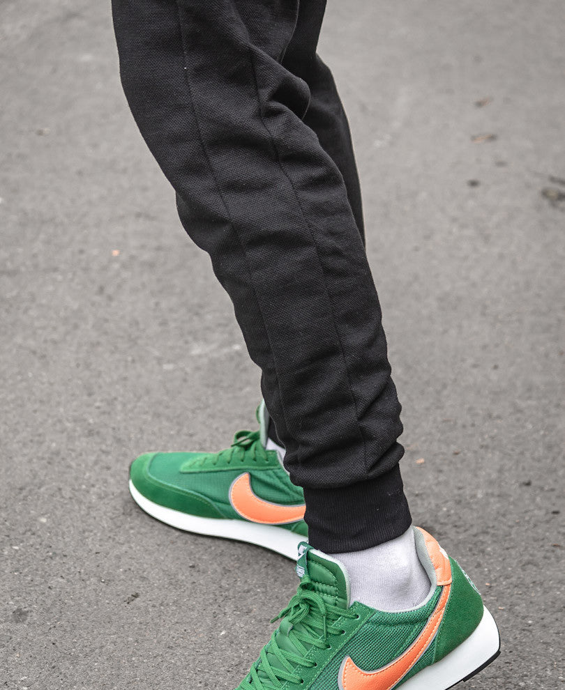 Plain Black Ribbed Joggers