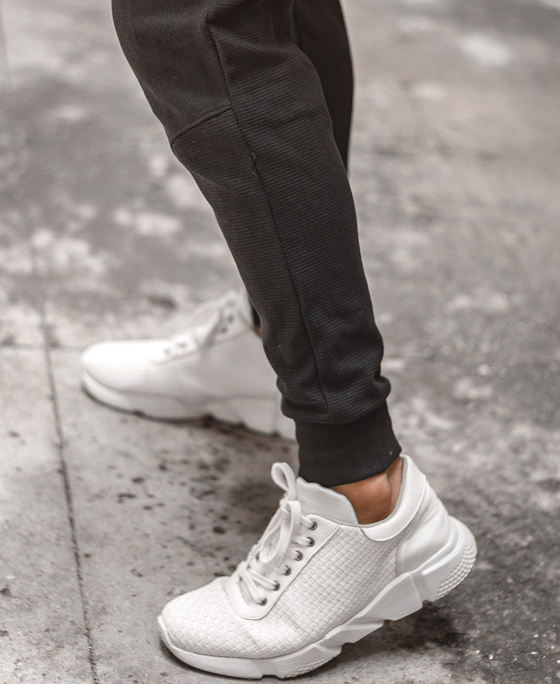 Mens Black Biker Joggers