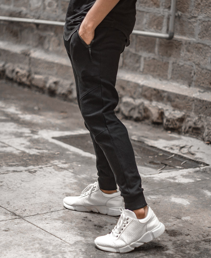 Mens Black Biker Joggers