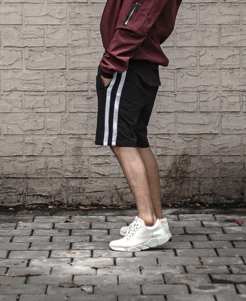Black Double Side Stripe Shorts