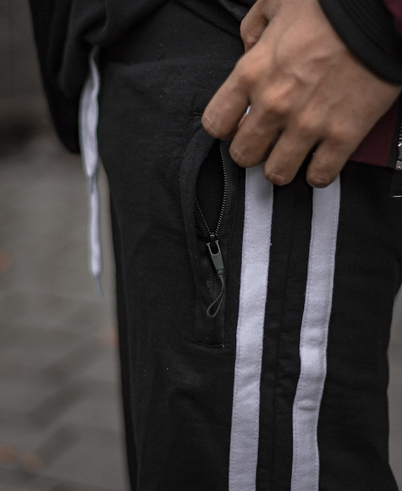 Black Double Side Stripe Shorts