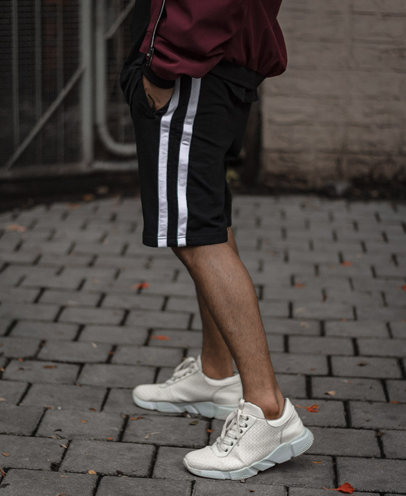 Black Double Side Stripe Shorts