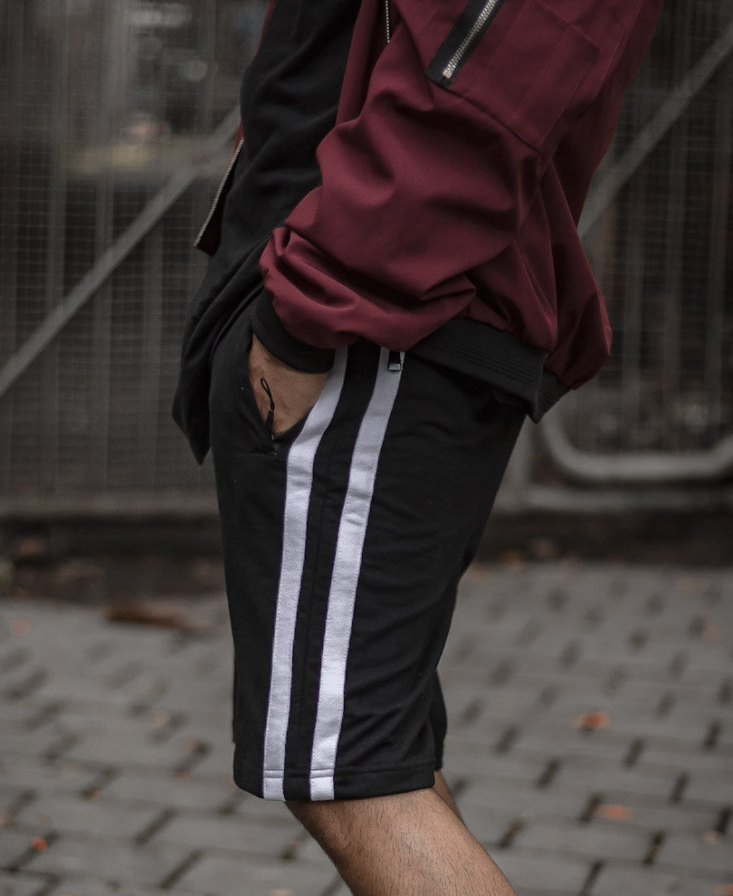 Black Double Side Stripe Shorts