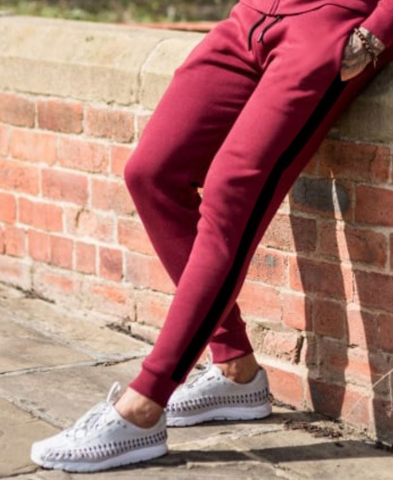 Mens Maroon Stripes Track Pant