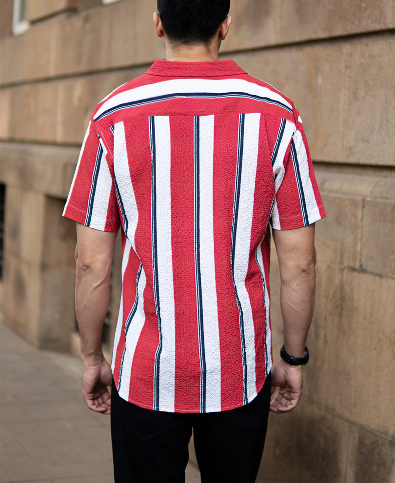 Red Textured Stripe Shirt