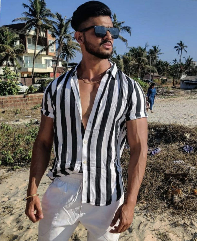 Black Stripes Half Sleeves Shirt