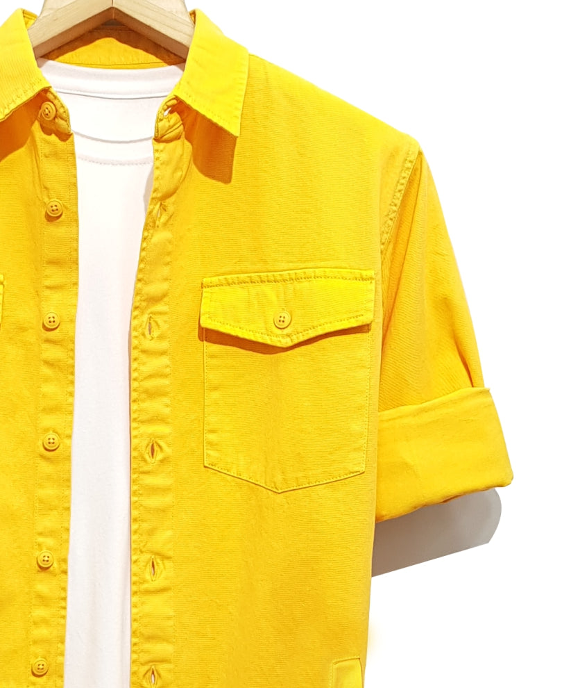 Yellow Denim Casual Shirt