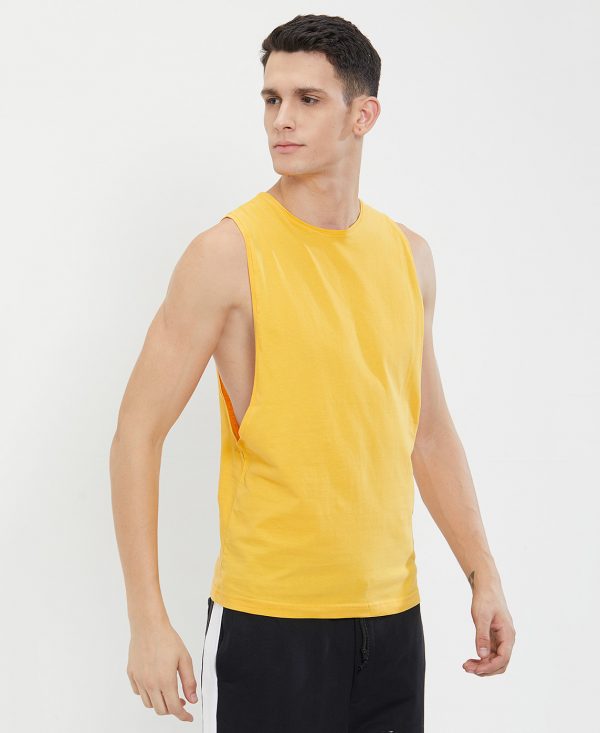 Yellow Deep Armhole Gym Vest